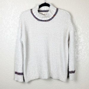 Mystree fuzzy sparkle mock neck sweater